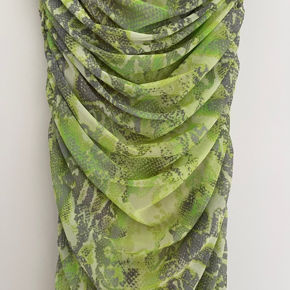 AFRM Hazel Womens Ruched Mesh Snake Print Sheath Dress NWT - Picture 3 of 9